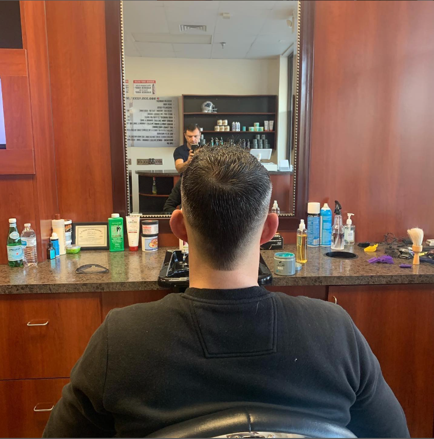 man in barbers chair